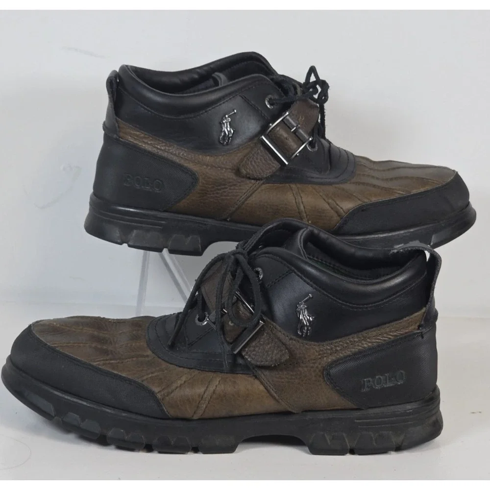 Polo Ralph Lauren Mens 12 D Dover III Leather Duck Boots Brown Black Outdoors